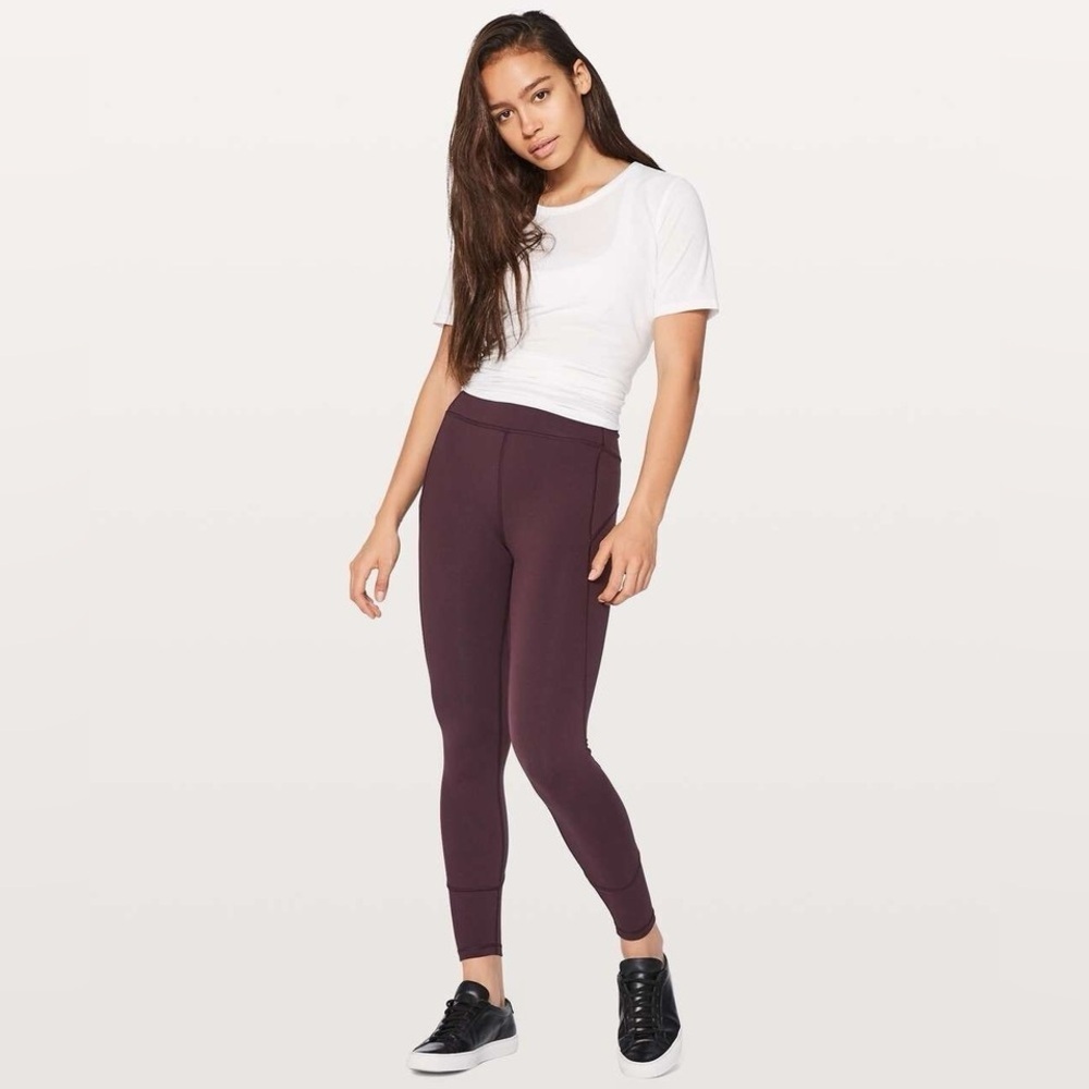 Lululemon Women's Size 10 In Movement Tights Everlux Leggings In Black Cherry - Picture 2 of 12